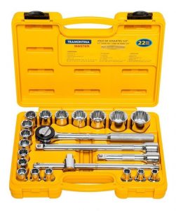 Jogo De Soquete Estriado 1/2 Pol 8 A 32mm 22 Pçs Tramontina